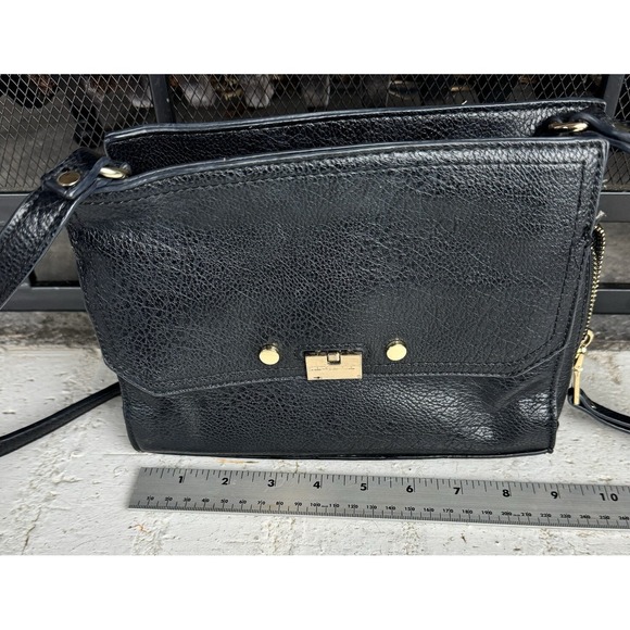 Sole Society  Black Pebbled Leather With Gold Tone Adjustable Strap‎ Crossbody - Picture 14 of 15